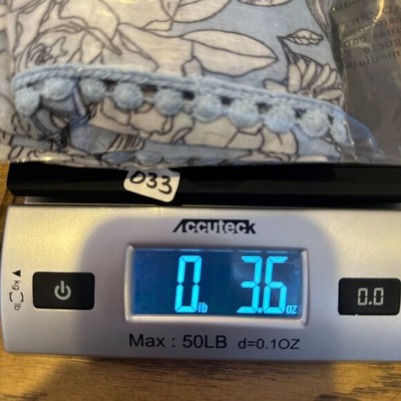 Floral Blue White Oblong Scarf Lace Trim Lightweight Long Wrap Hijab Bloomcore - Picture 13 of 13